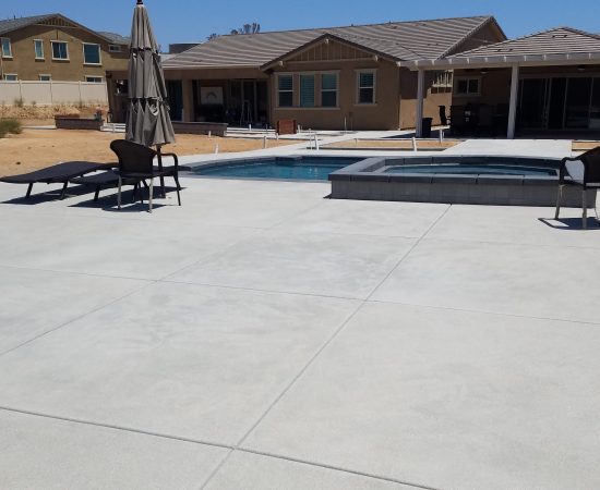 Prepared concrete patio surface ready for coating